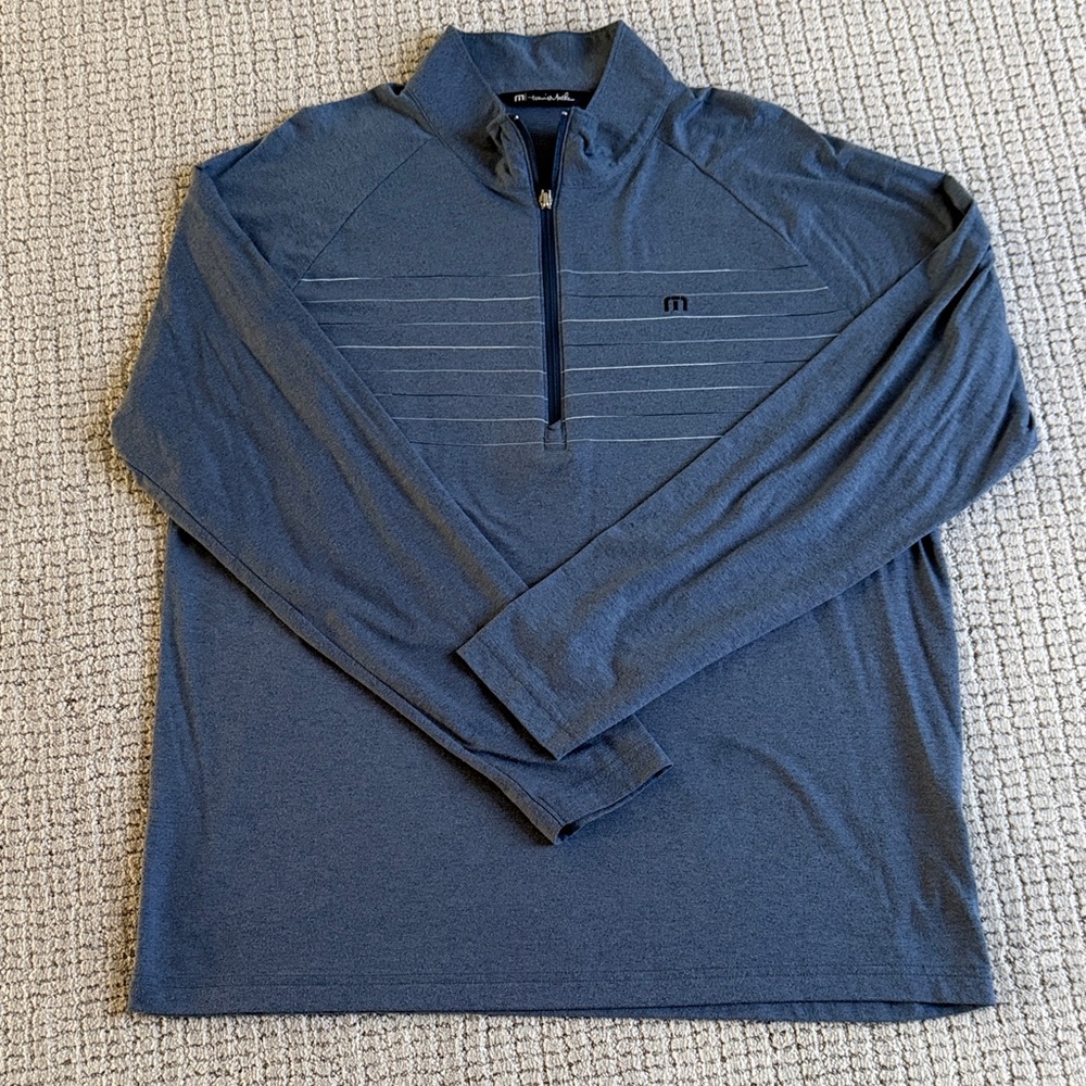 Travis Mathew Steel Blue Quarter-Zip Pullover